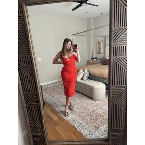 Bardot Red Tank Midi Dress Size XL – Sleeveless Fitted Bodycon Chic Event Dress
